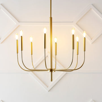 Amoros 27.25" Modern Mid-Century Iron LED Chandelier - JONATHAN Y